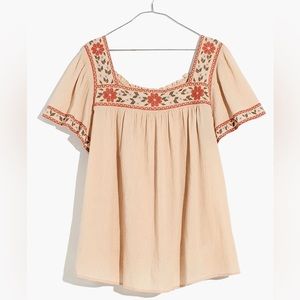 Madewell Embroidered square neck top